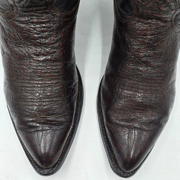 Vintage Tony Lama Exotic Caribou Brown Cowboy Boots Western Mens 10E Gold Label - Picture 5 of 16